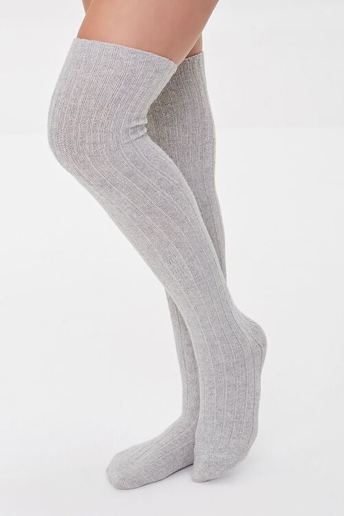 GREY Ribbed Over-the-Knee Socks, image 1