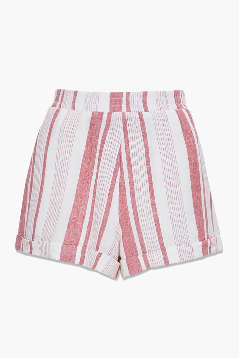 WHITE/RED Striped Linen-Blend Shorts, image 1