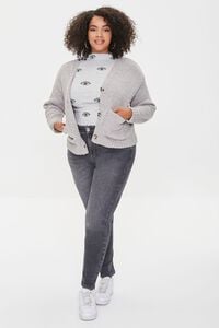 HEATHER GREY Plus Size Marled Cardigan Sweater, image 4