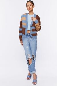 BLUE/BROWN Striped Cardigan Sweater, image 4