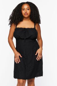 BLACK Plus Size Lace Cami Mini Dress, image 1