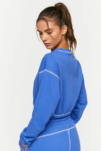 BLUE/WHITE Active Contrast-Trim Cropped Pullover, image 3