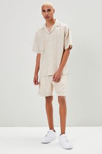 TAUPE/CREAM Pinstriped Linen-Blend Shorts, image 5