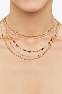 GOLD/CREAM Faux Stone Layered Necklace, image 1