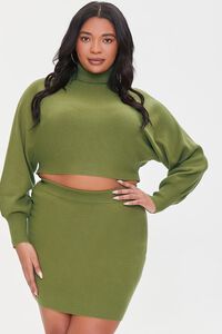 OLIVE Plus Size Sweater-Knit Top & Skirt Set, image 1