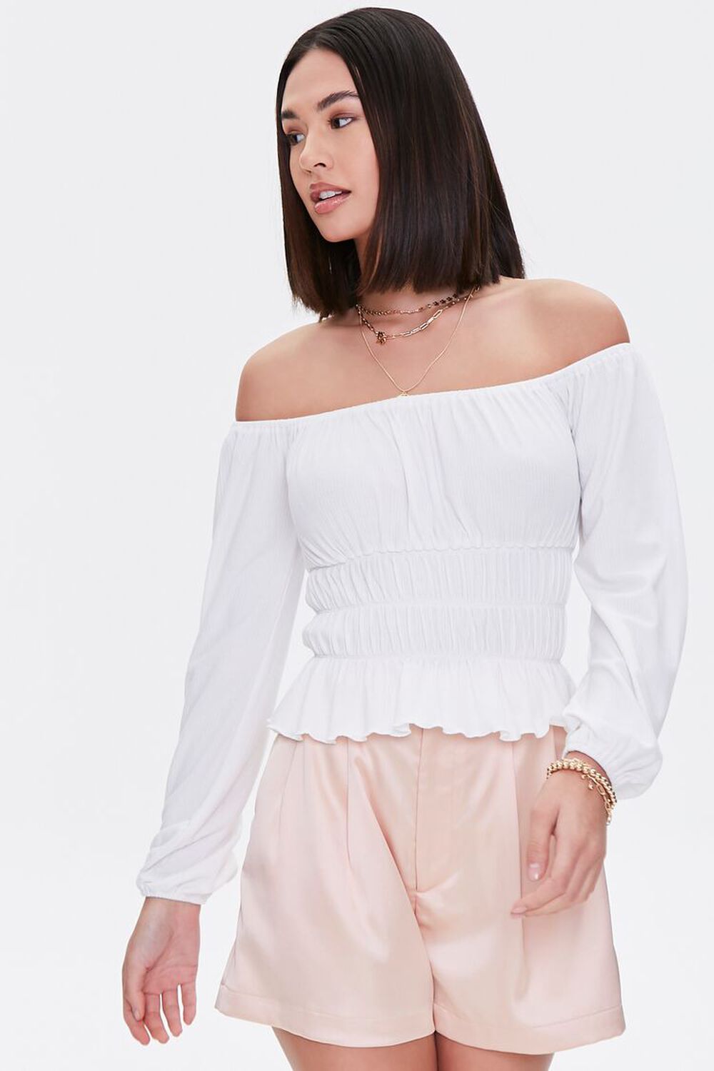 IVORY Off-the-Shoulder Peasant Top, image 1