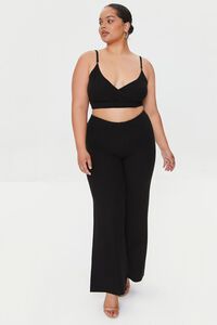 BLACK Plus Size Cropped Cami & Pants Set, image 1