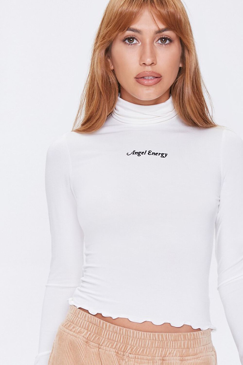 CREAM/BLACK Angel Energy Embroidered Graphic Top, image 1