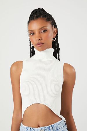 WHITE DEEP-V THICK RIBBED CROP TANK *BACK IN STOCK*