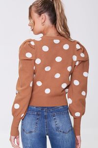 BROWN/IVORY Polka Dot Ruched Sweater, image 3