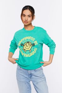 GREEN/MULTI Happiness Graphic Long-Sleeve Tunic, image 1