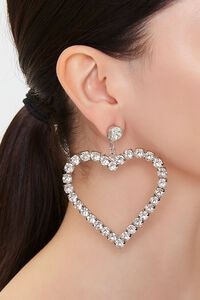 SILVER/CLEAR Rhinestone Heart Drop Earrings, image 1