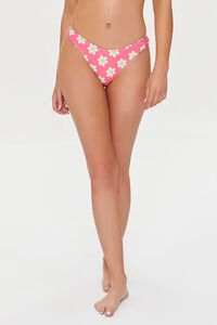 SUPER PINK/LIME Floral High-Leg Bikini Bottoms, image 2