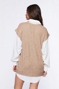TAN/WHITE Sweater Vest & Shirt Combo Dress, image 4