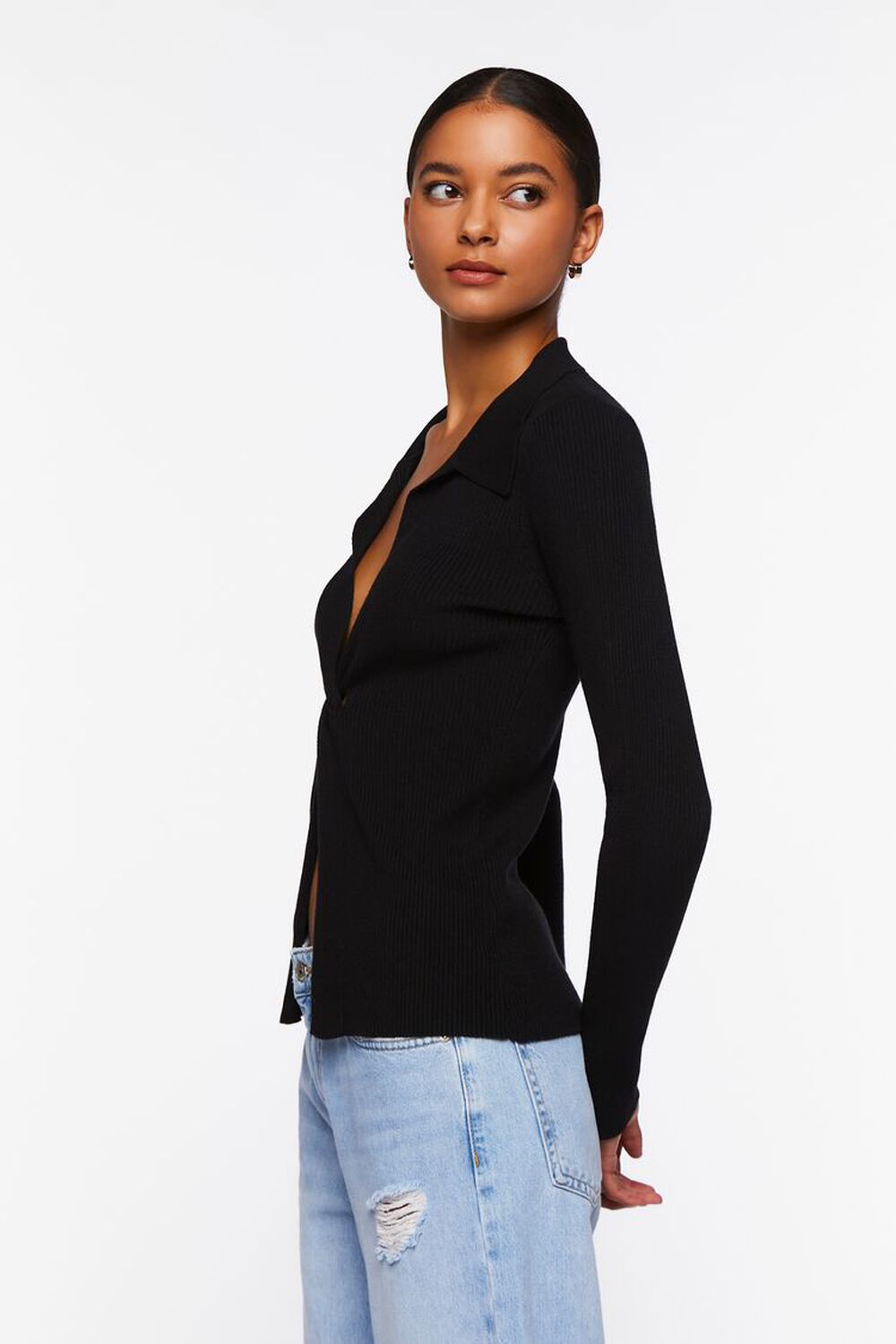 Twist-Front Sweater-Knit Top, image 2