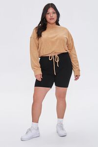 BROWN Plus Size French Terry Drawstring Pullover, image 4