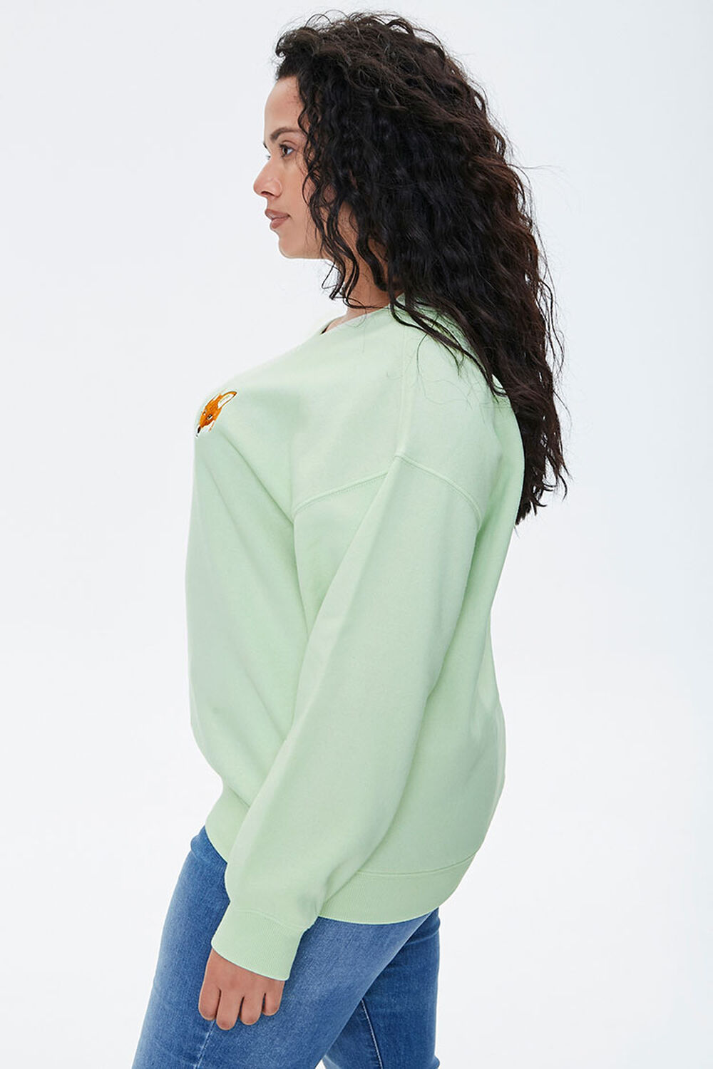 PISTACHIO/MULTI Plus Size Embroidered Fox Sweatshirt, image 2