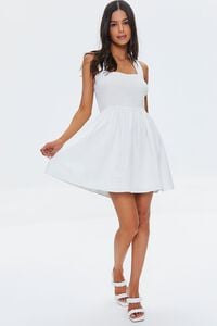 WHITE Tie-Back Smocked Mini Dress, image 5