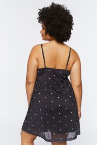BLACK/WHITE Plus Size Star Print Slip Dress, image 3