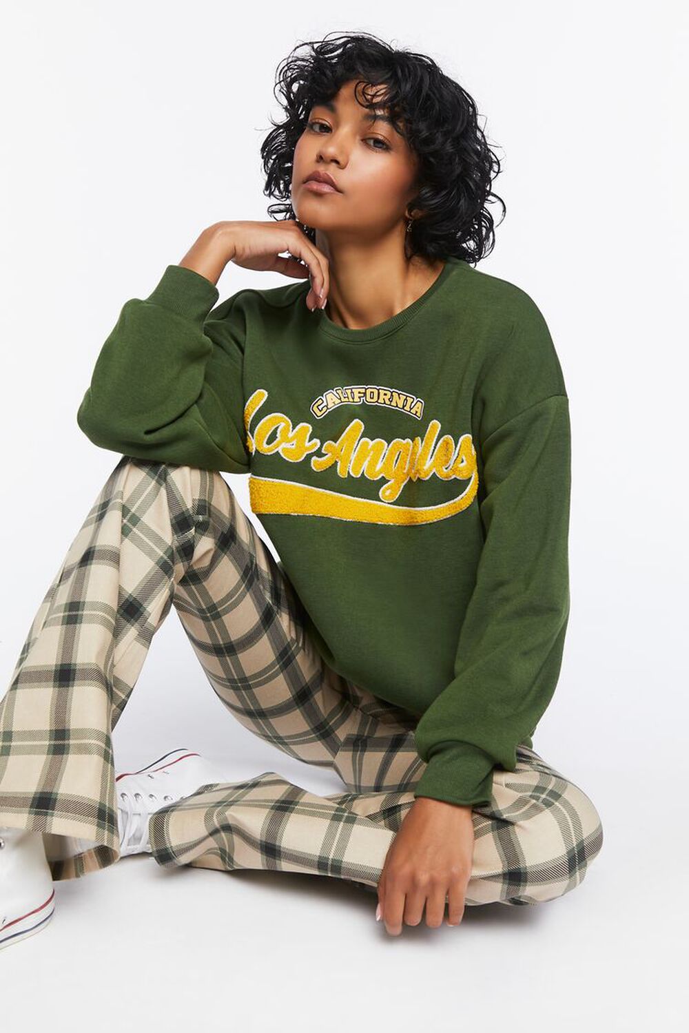 GREEN/MUSTARD Los Angeles Graphic Pullover, image 1