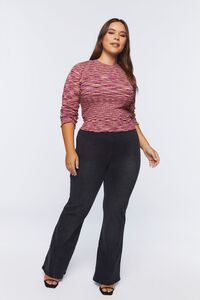 MERLOT/MULTI Plus Size Space Dye Sweater-Knit Top, image 4