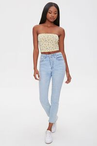 YELLOW/PERIWINKLE Floral Print Tube Top, image 4