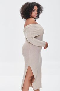 OATMEAL Plus Size Off-the-Shoulder Sweater Dress, image 2