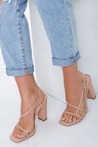 NUDE Strappy Faux Leather Block Heels, image 1