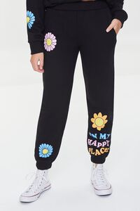 BLACK/MULTI In My Happy Place Graphic Joggers, image 2