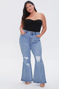 Plus Size Distressed Flare Jeans, image 1