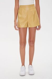 TAN Faux Leather Shorts, image 2