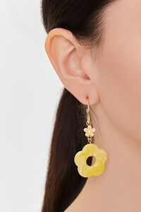 GOLD/YELLOW Marble Floral Drop Earrings, image 1