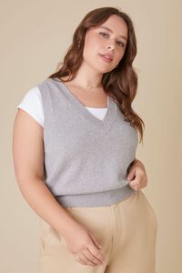 Plus Size Ribbed-Trim Sweater Vest, image 6