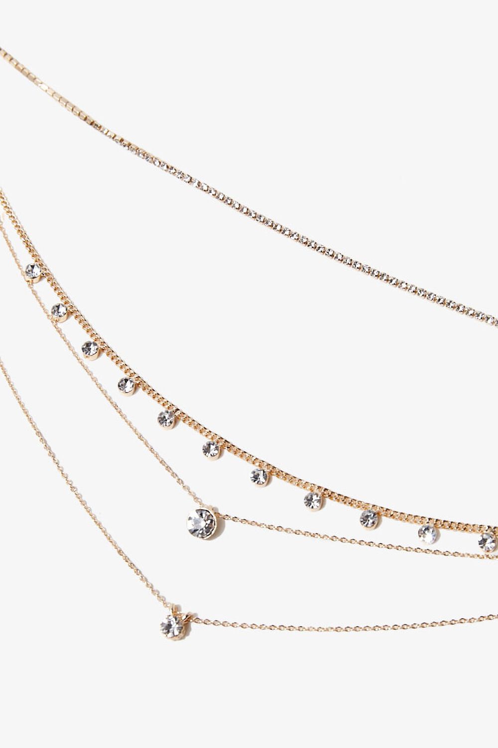 GOLD/CLEAR Rhinestone Pendant Layered Necklace, image 2