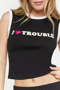 BLACK/MULTI I Heart Trouble Graphic Muscle Tee, image 5