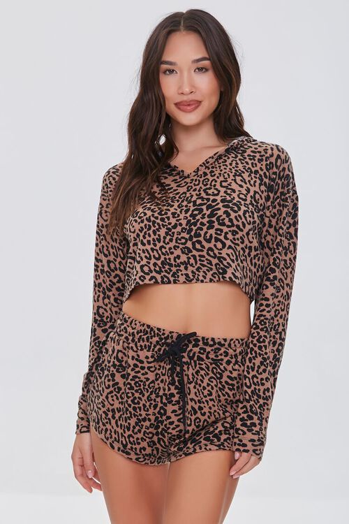 TAN/BLACK Leopard Print Pajama Top, image 1