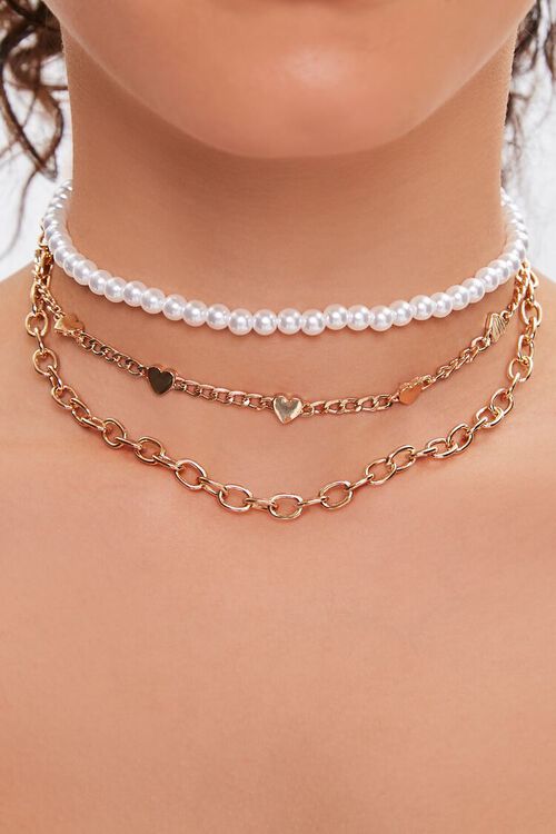 GOLD Faux Pear Layered Choker Necklace, image 1