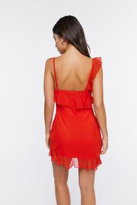 RAVISHING RED Ruffled Mesh Mini Dress, image 4