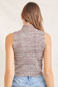 BROWN/CREAM Marled Mock Neck Sweater-Knit Top, image 3