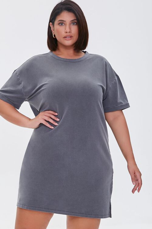 CHARCOAL Plus Size Mini T-Shirt Dress, image 1