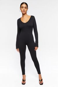 BLACK Seamless Long-Sleeve Jumpsuit, image 1