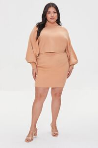 TAUPE Plus Size Sweater-Knit Top & Skirt Set, image 4