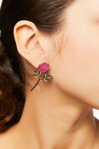 GOLD/PINK Rose Drop Earrings, image 1