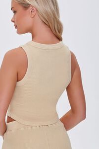 BEIGE Waffle Knit Cropped Tank Top, image 3