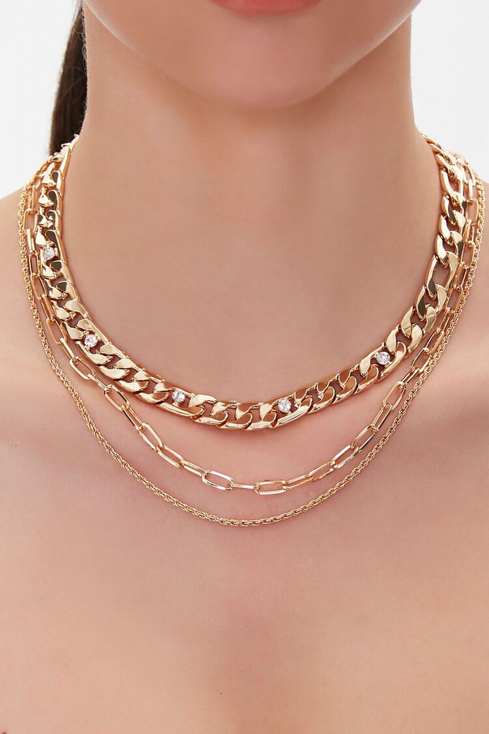 GOLD Chunky Chain Layered Necklace, image 1
