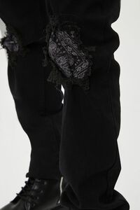 BLACK Distressed Paisley Slim-Fit Jeans, image 5