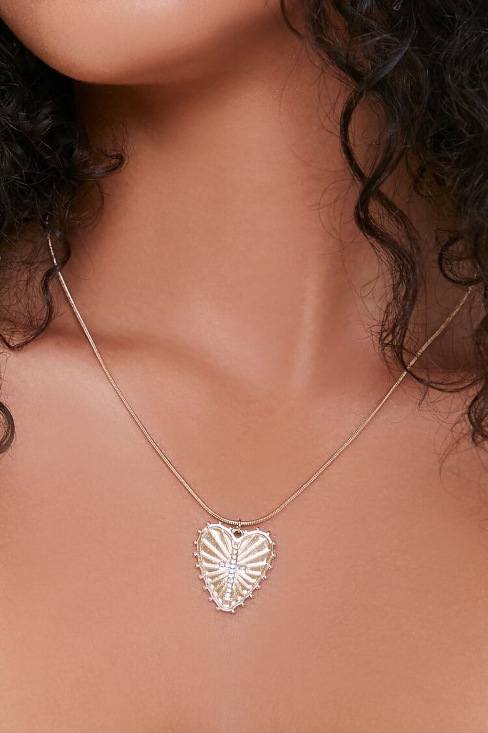 GOLD Cross Heart Pendant Necklace, image 1