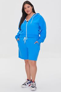 BLUE Plus Size French Terry Zip-Up Hoodie, image 4
