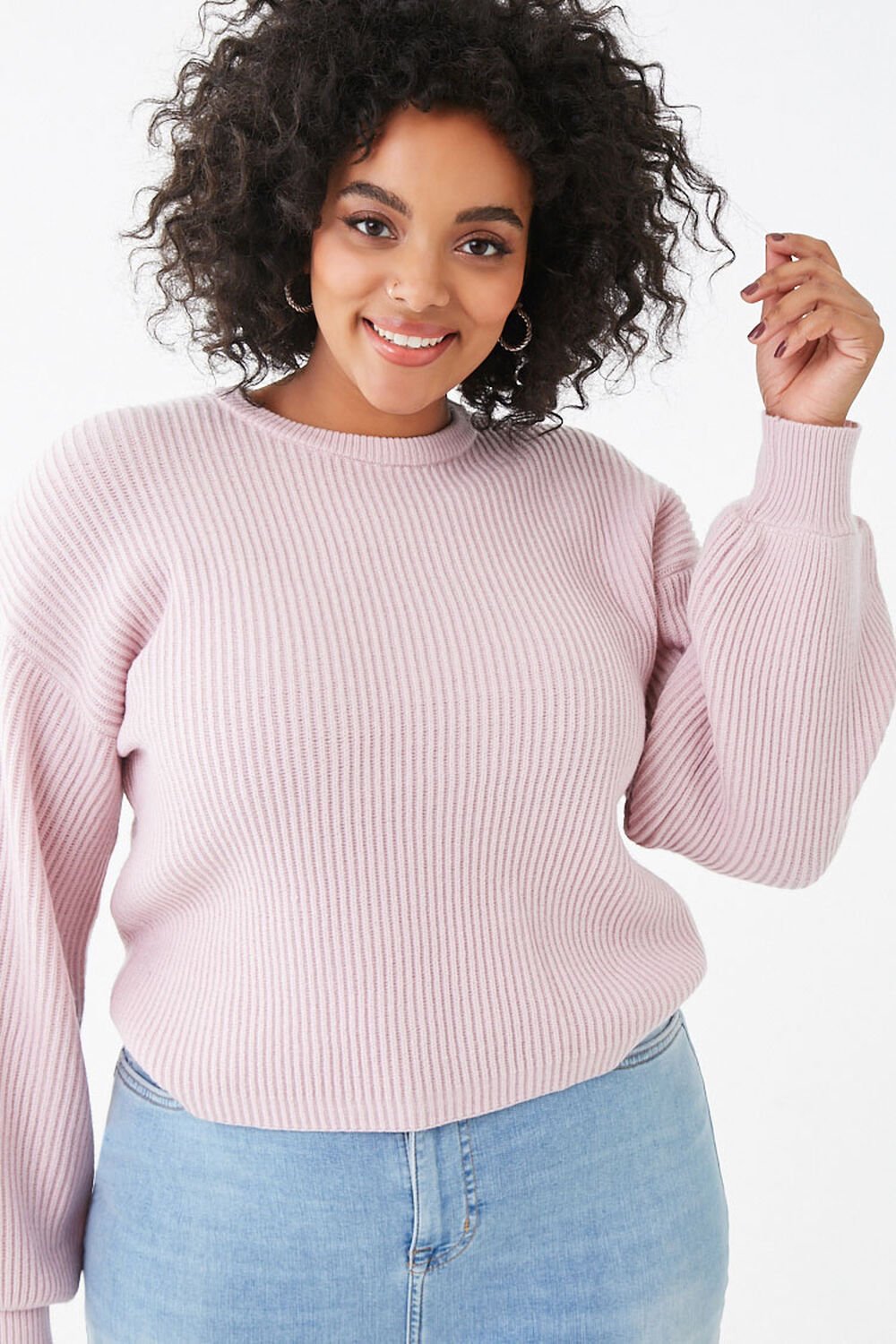 Plus Size Balloon-Sleeve Sweater, image 1