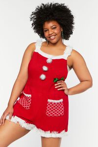 RED Tinsel & Holly Sweater-Knit Overall Shorts, image 4